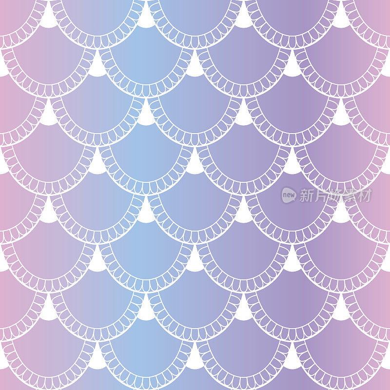 Seamless pattern of fish scales. fish and mermaid scales on light and tender background. Beautiful background for your design.  Romantic gradient mesh with mermaid scale ornament